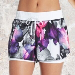 CALIA Women’s Two-In-One Printed Short Purple Pink White Floral Size Small
